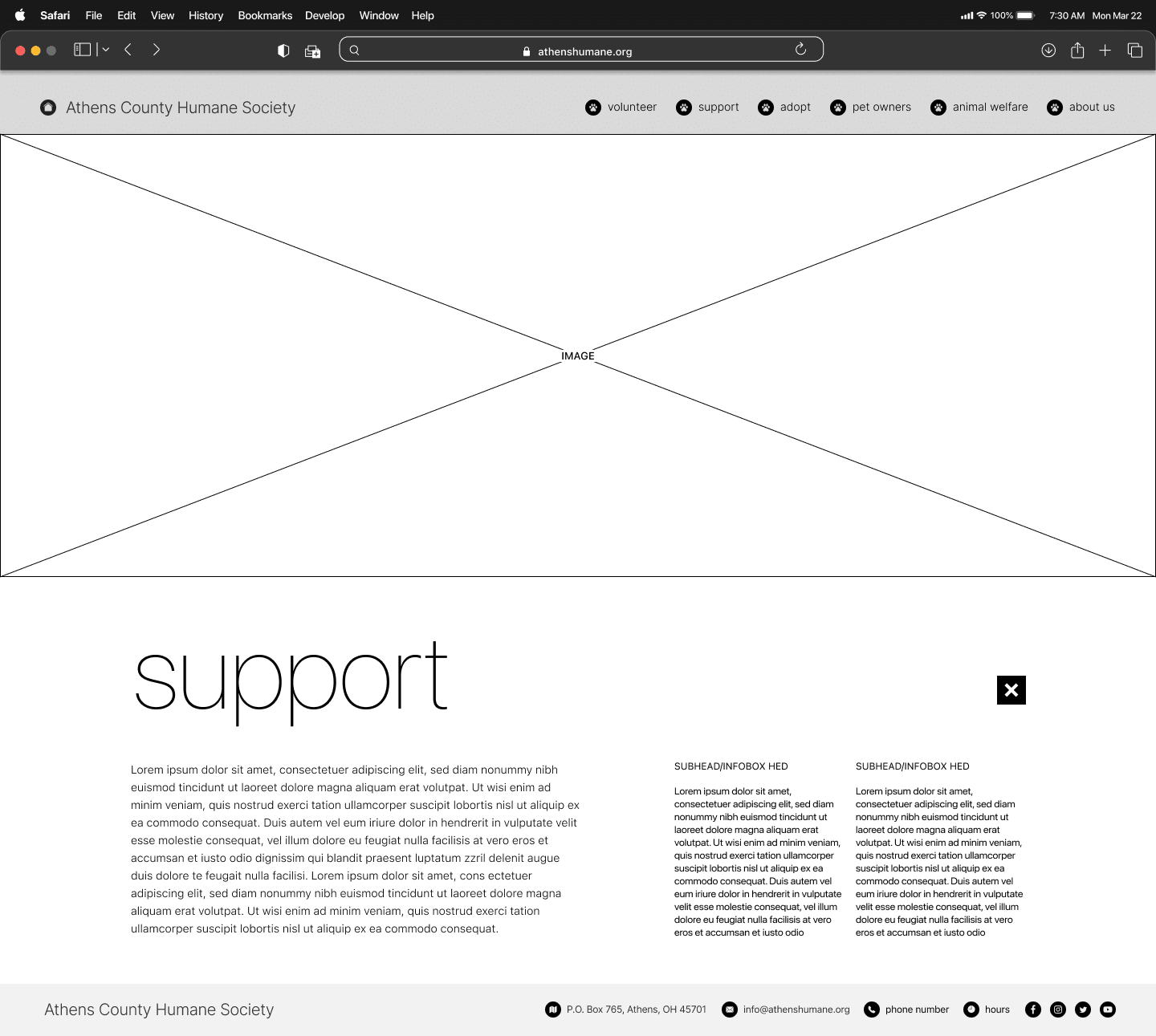 Low-fidelity donate page wireframe