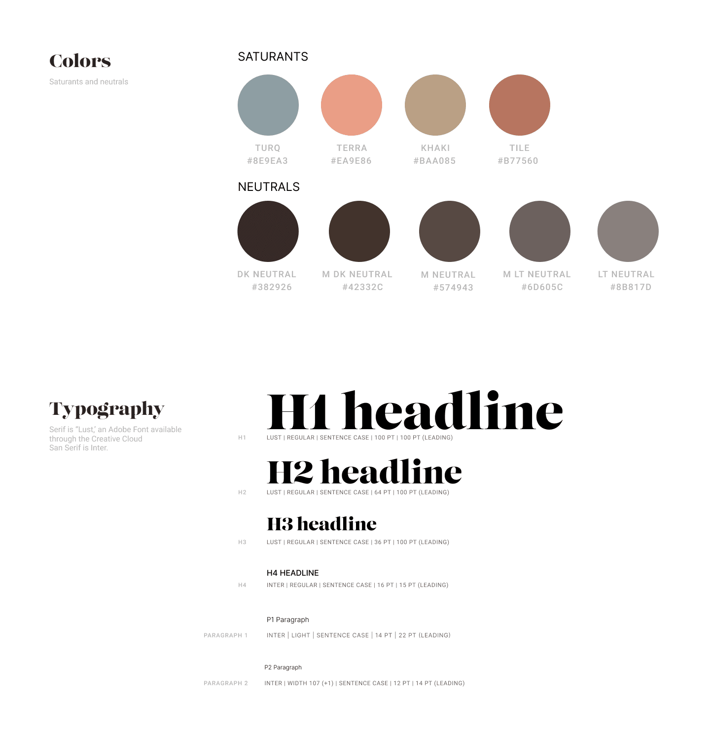 Color and typography style guide